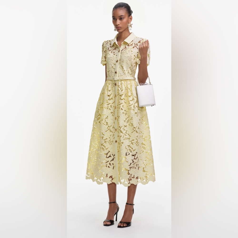 Self-Portrait Yellow Lace Midi Dress size 8